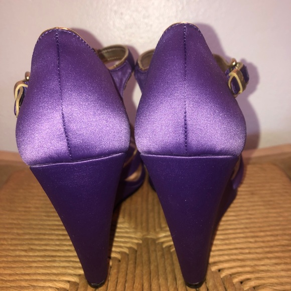 Coach purple open toe wedge heels size 10 - Picture 3 of 6